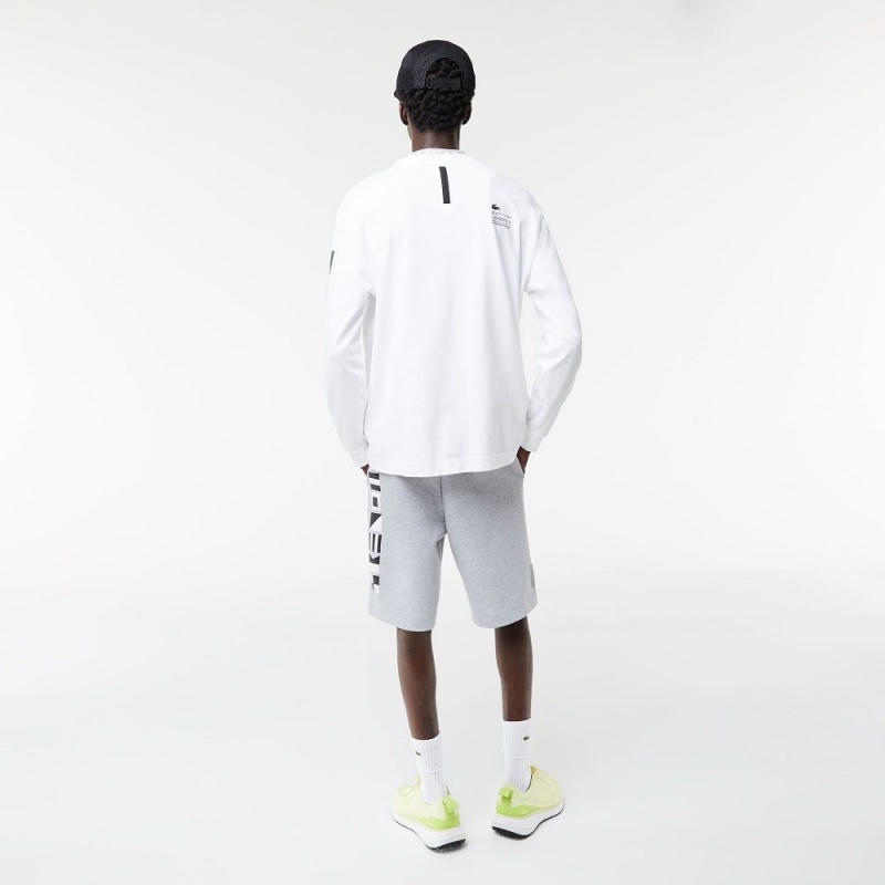 Men's Lacoste Reflective Print Shorts Grey Chine | YCB439601