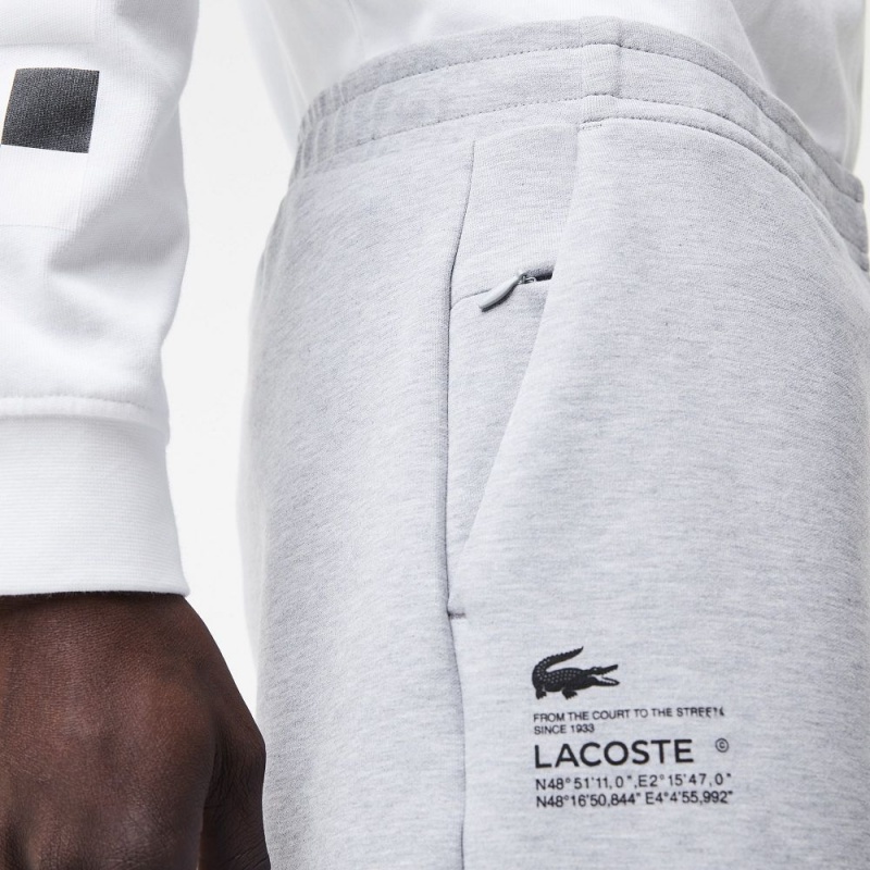 Men's Lacoste Reflective Print Shorts Grey Chine | YCB439601