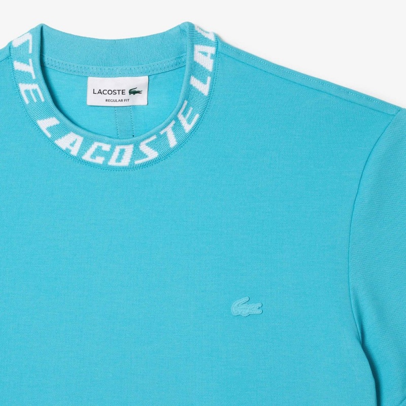 Men's Lacoste Regular Fit Branded Collar T-Shirt Blue | RKU340268