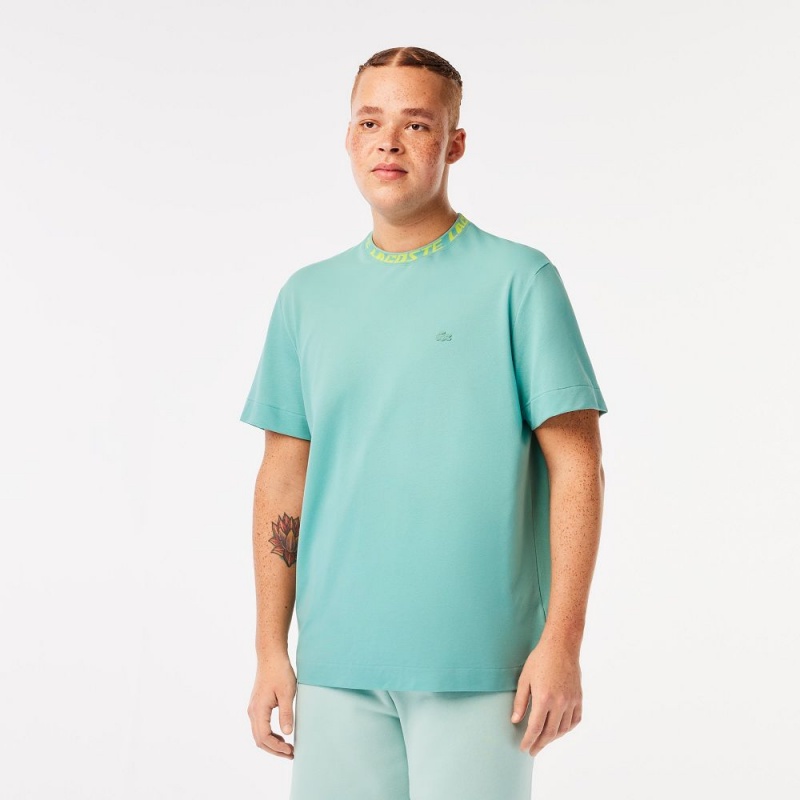 Men's Lacoste Regular Fit Branded Collar T-Shirt Green | ZCD071423