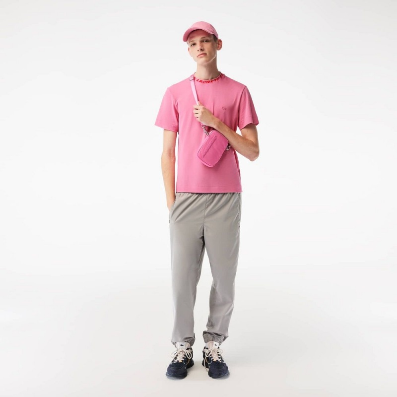 Men's Lacoste Regular Fit Branded Collar T-Shirt Bubblegum pink | PEL097645