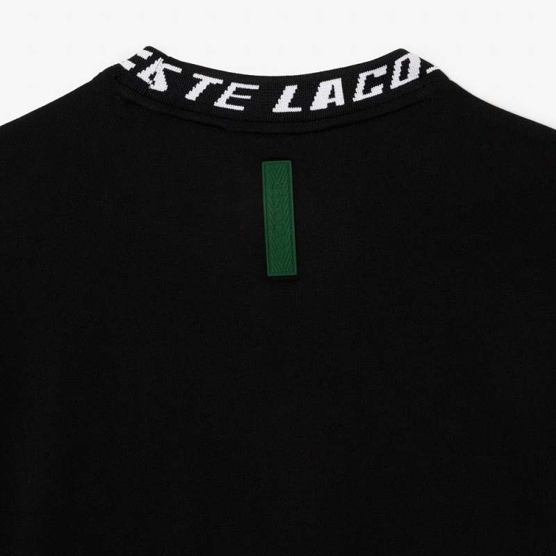 Men's Lacoste Regular Fit Branded Collar T-Shirt Black | RSF462795