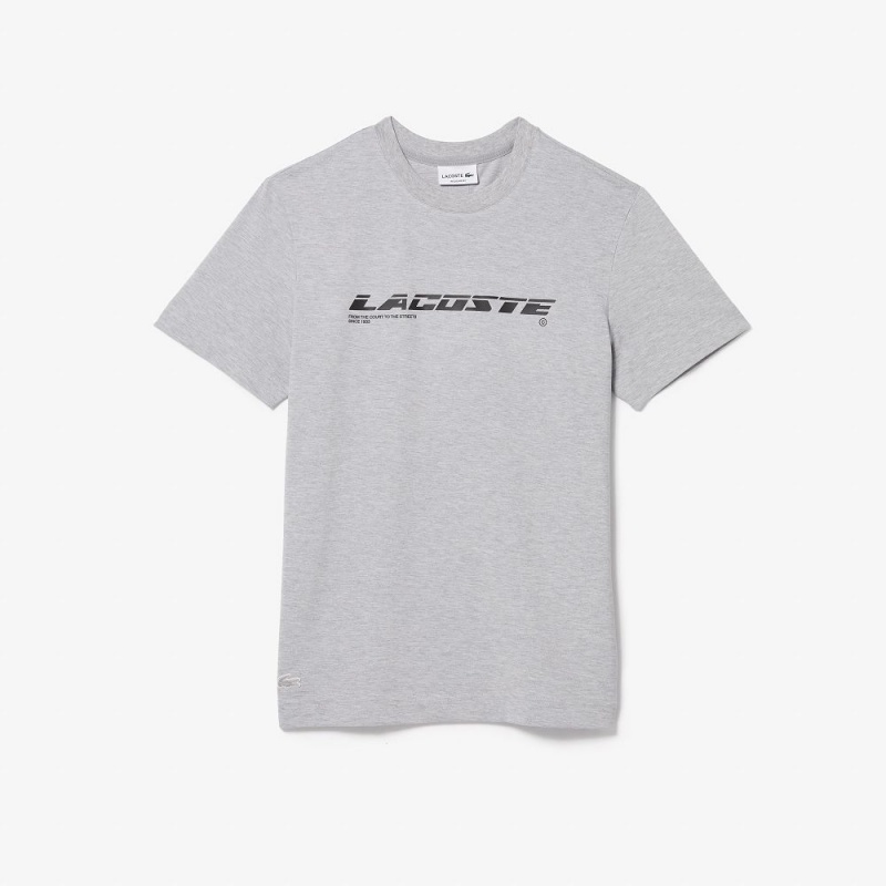 Men's Lacoste Regular Fit Branded Piqué T-Shirt Grey Chine | DCV586072