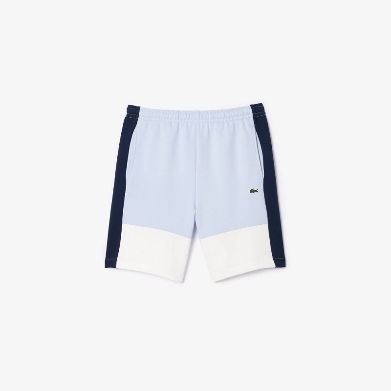 Men's Lacoste Regular Fit Brushed Fleece Colorblock Shorts Light Blue Navy Blue White | FPX243870