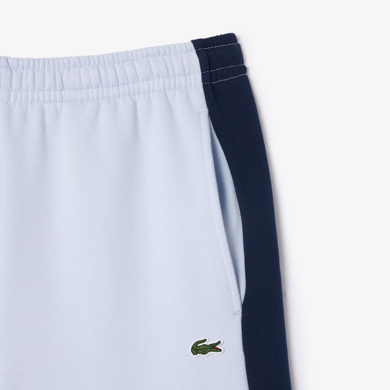 Men's Lacoste Regular Fit Brushed Fleece Colorblock Shorts Light Blue Navy Blue White | FPX243870