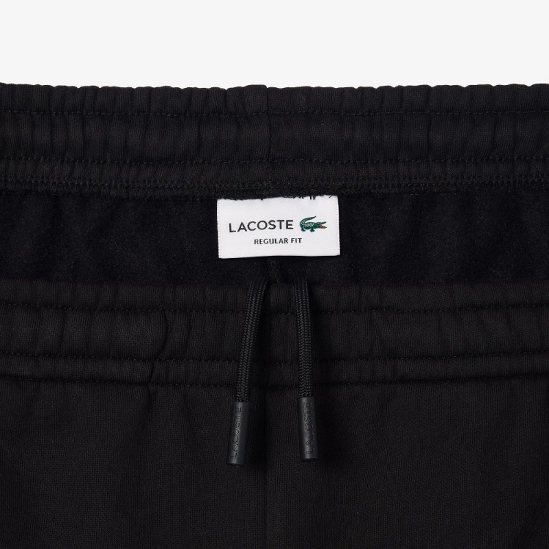 Men's Lacoste Regular Fit Brushed Fleece Colorblock Shorts Black White Beige | UAY253081