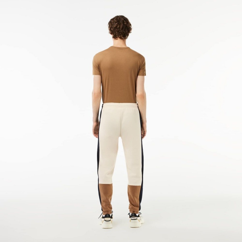 Men's Lacoste Regular Fit Colorblock Joggers White Brown Navy Blue | LSV615394