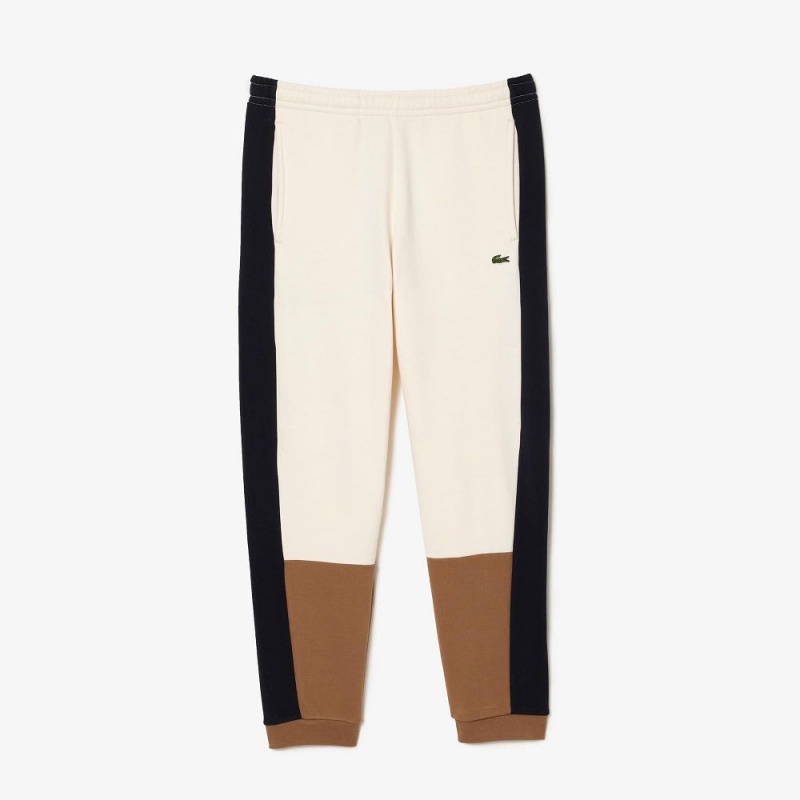 Men's Lacoste Regular Fit Colorblock Joggers White Brown Navy Blue | LSV615394