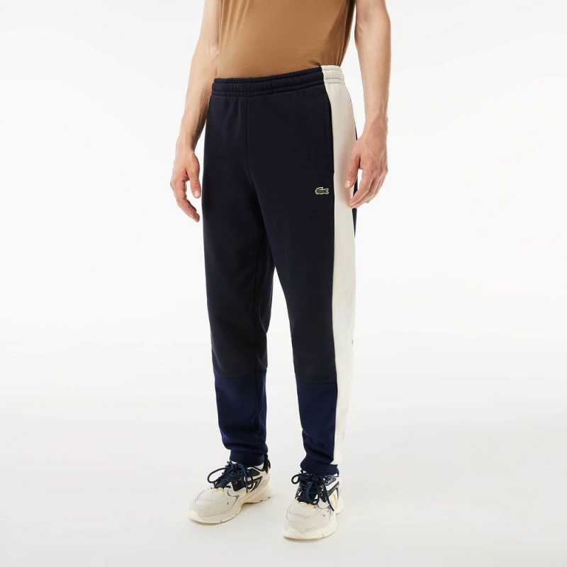 Men's Lacoste Regular Fit Colorblock Joggers Navy Blue White | TWV120639