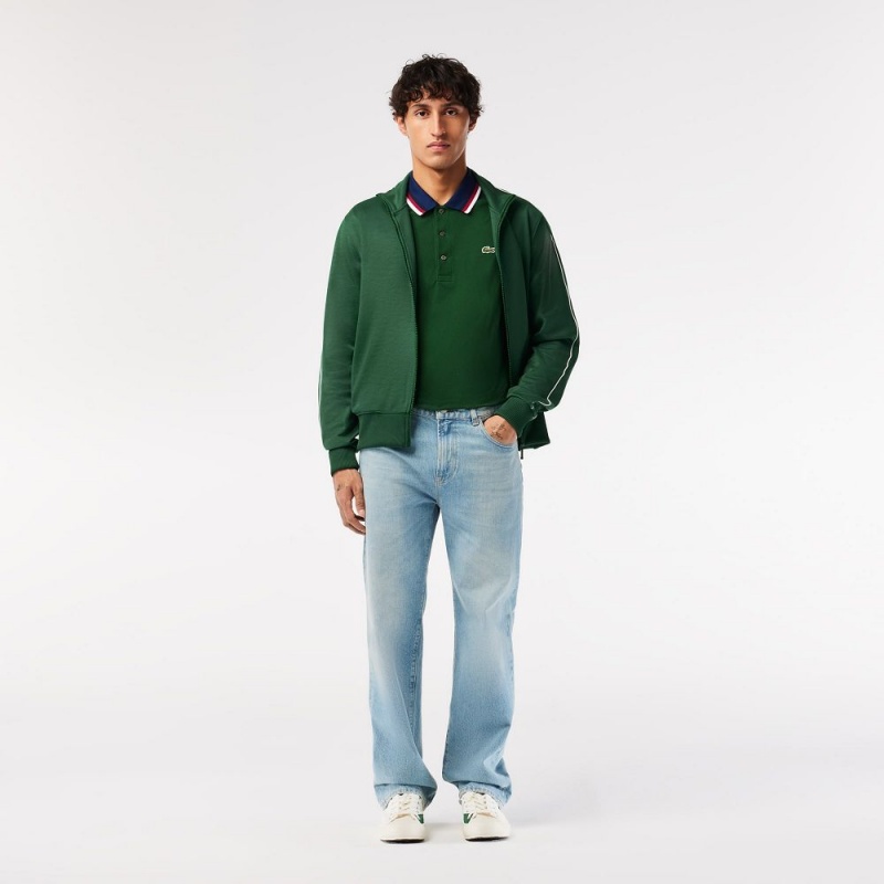 Men's Lacoste Regular Fit Contrast Collar Polo Shirts Pine green | FOL097683