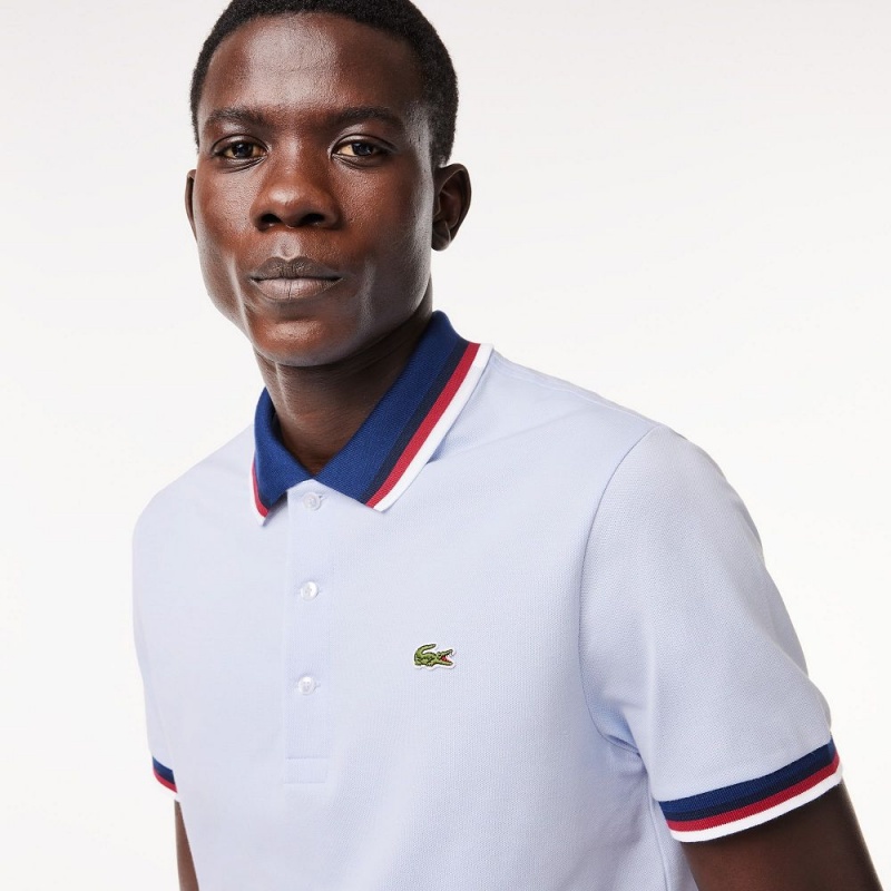 Men's Lacoste Regular Fit Contrast Collar Polo Shirts Phoenix blue | OFM137426