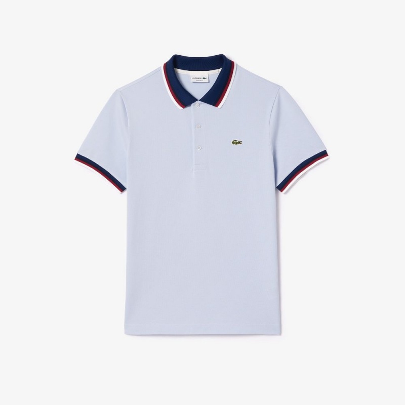 Men's Lacoste Regular Fit Contrast Collar Polo Shirts Phoenix blue | OFM137426