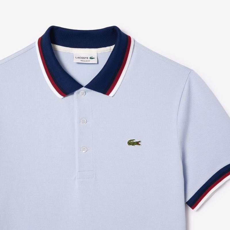 Men's Lacoste Regular Fit Contrast Collar Polo Shirts Phoenix blue | OFM137426