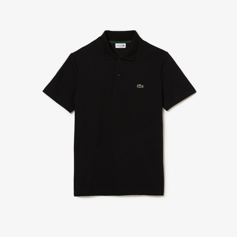 Men's Lacoste Regular Fit Cotton Blend Polo Shirts Black | QJK513249