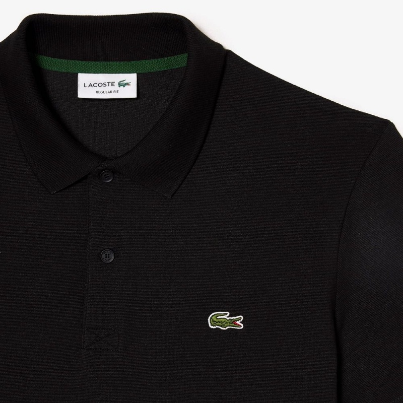 Men's Lacoste Regular Fit Cotton Blend Polo Shirts Black | QJK513249