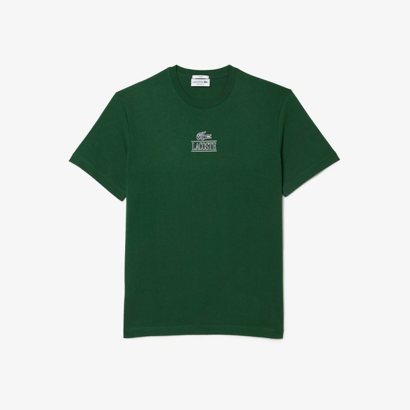 Men's Lacoste Regular Fit Cotton Jersey Branded T-Shirt Pine green | YMP340569