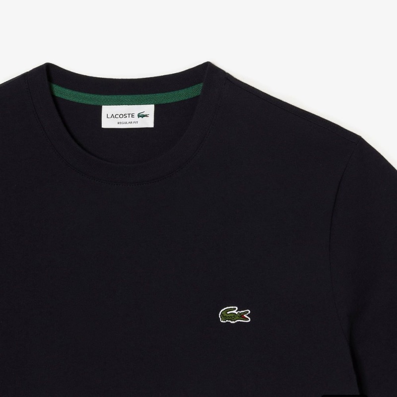 Men's Lacoste Regular Fit Cotton Jersey Colorblock T-Shirt Navy Blue Grey Chine | FAP581960