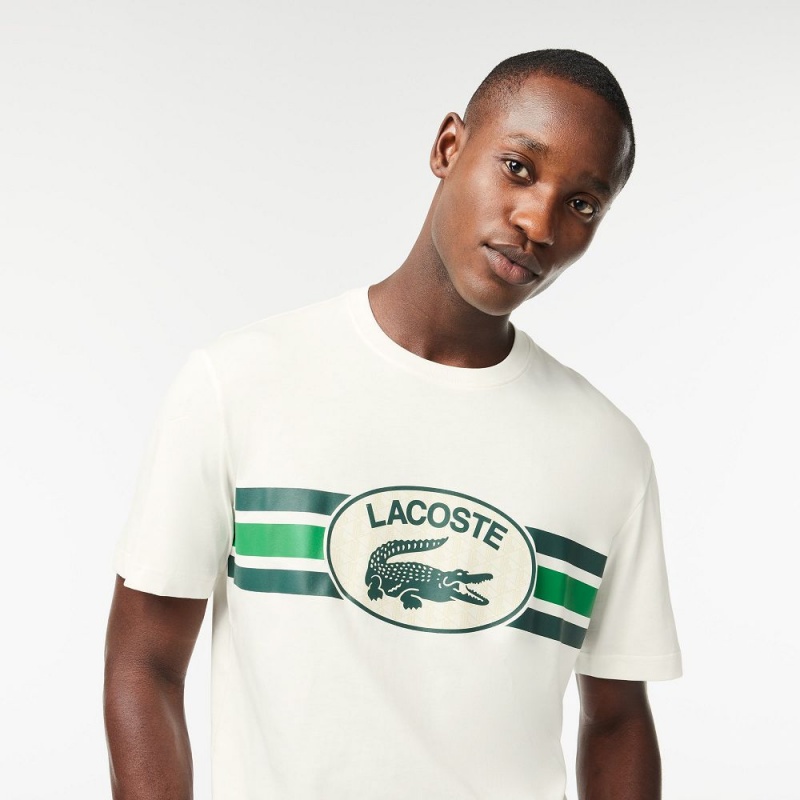 Men's Lacoste Regular Fit Cotton Monogram T-Shirt White | FIT732196