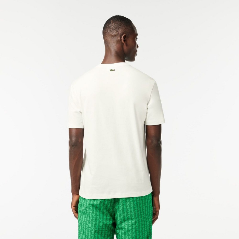 Men's Lacoste Regular Fit Cotton Monogram T-Shirt White | FIT732196