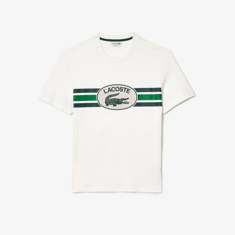 Men's Lacoste Regular Fit Cotton Monogram T-Shirt White | FIT732196