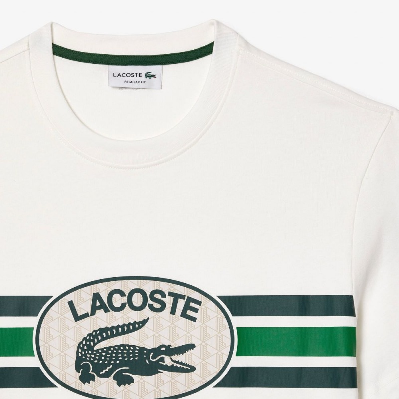 Men's Lacoste Regular Fit Cotton Monogram T-Shirt White | FIT732196