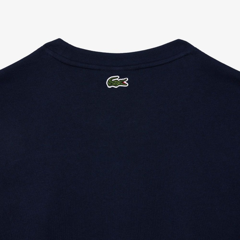 Men's Lacoste Regular Fit Cotton Monogram T-Shirt Navy Blue | WUL201485