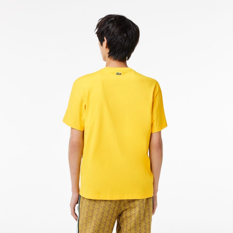 Men's Lacoste Regular Fit Cotton Monogram T-Shirt Pistil yellow | CHW708294