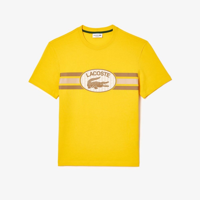 Men's Lacoste Regular Fit Cotton Monogram T-Shirt Pistil yellow | CHW708294