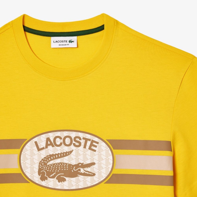 Men's Lacoste Regular Fit Cotton Monogram T-Shirt Pistil yellow | CHW708294