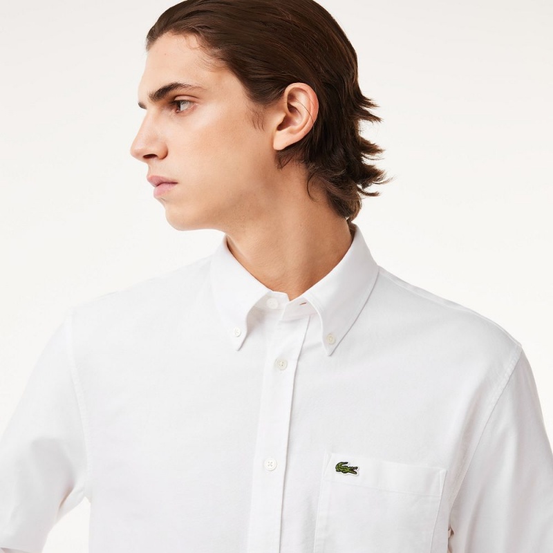 Men's Lacoste Regular Fit Cotton Oxford Shirt White | AWG498125