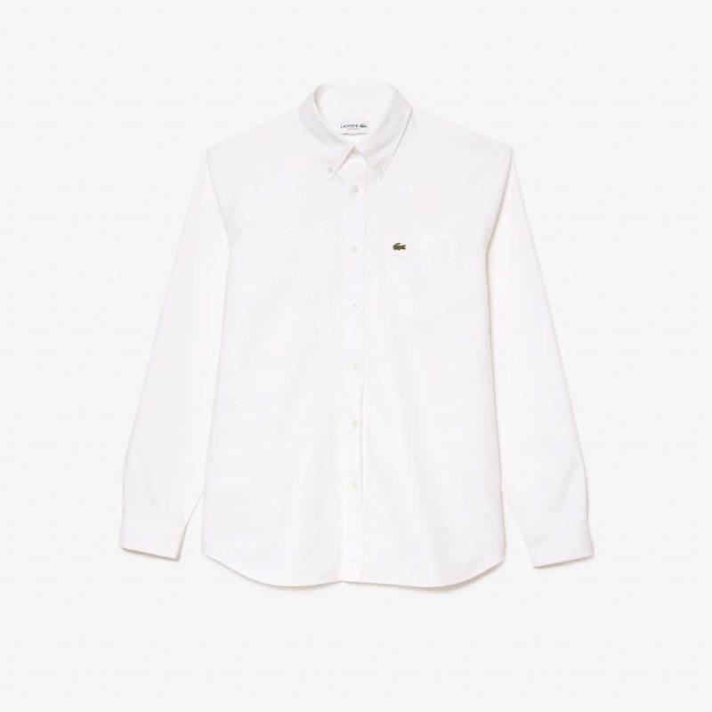 Men's Lacoste Regular Fit Cotton Oxford Shirt White | AWG498125