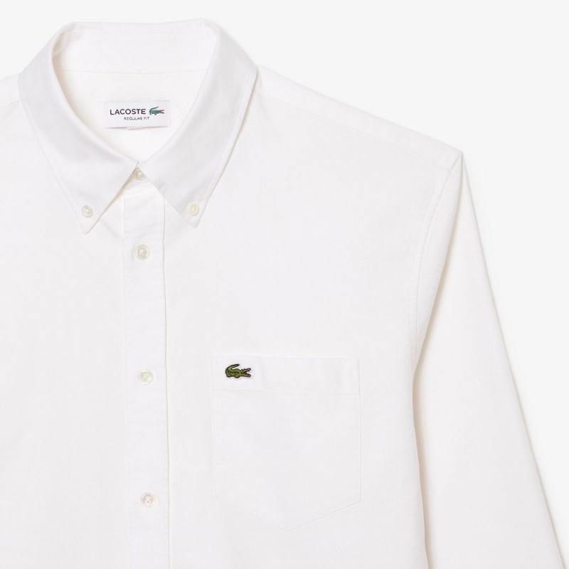 Men's Lacoste Regular Fit Cotton Oxford Shirt White | AWG498125