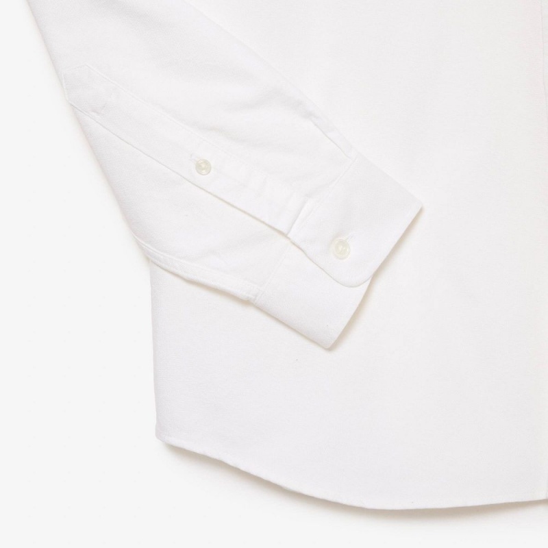 Men's Lacoste Regular Fit Cotton Oxford Shirt White | AWG498125