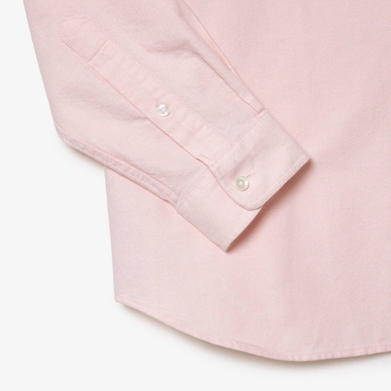 Men's Lacoste Regular Fit Cotton Oxford Shirt White Light Pink | TCZ906483