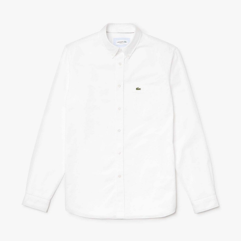 Men's Lacoste Regular Fit Cotton Oxford Shirt White | JRG975482