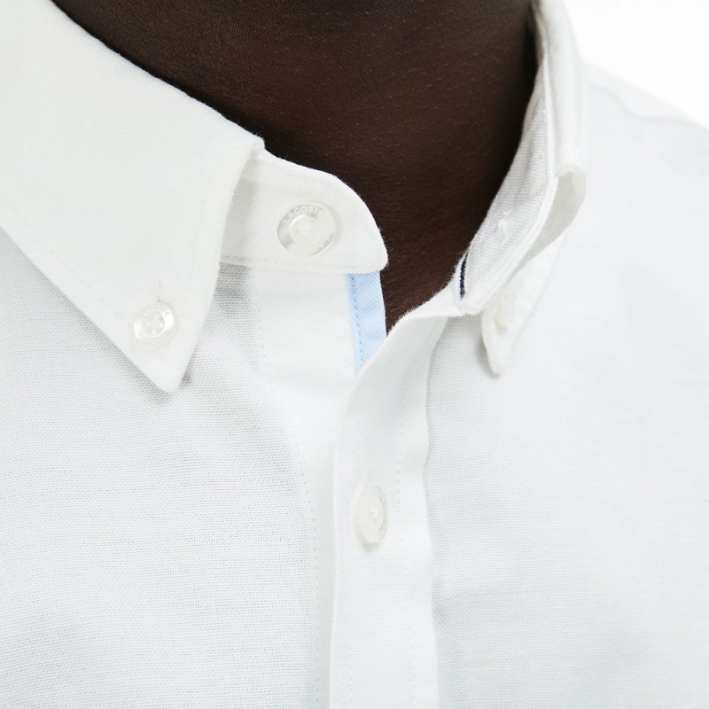 Men's Lacoste Regular Fit Cotton Oxford Shirt White | JRG975482