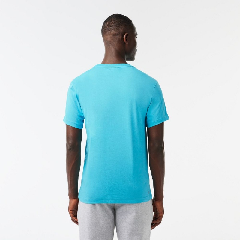 Men's Lacoste Regular Fit Cotton Sport T-Shirt Blue | OHQ689543