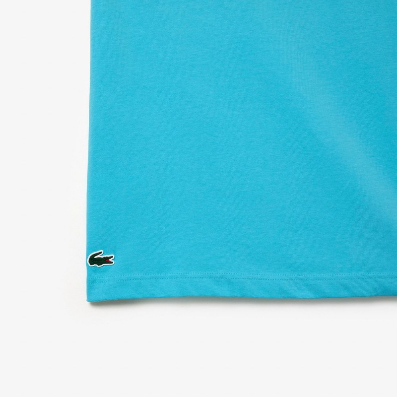 Men's Lacoste Regular Fit Cotton Sport T-Shirt Blue | OHQ689543