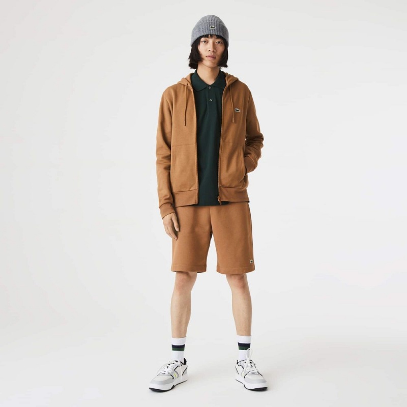 Men's Lacoste Regular Fit Fleece Shorts Brown | UOK750931