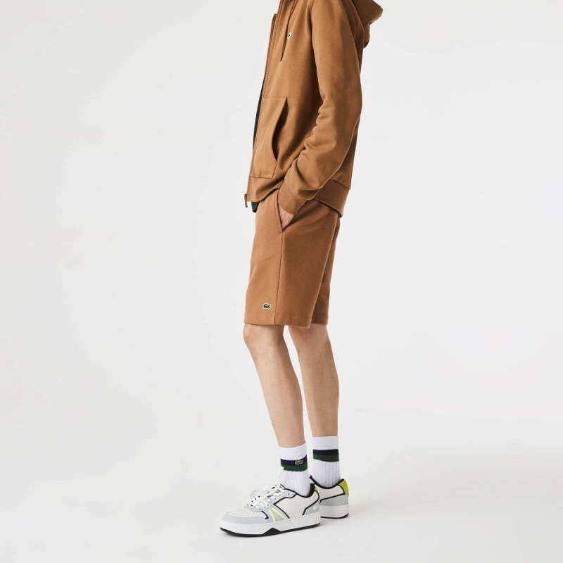 Men's Lacoste Regular Fit Fleece Shorts Brown | UOK750931