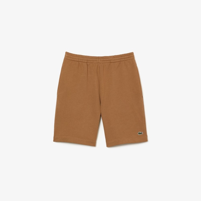 Men's Lacoste Regular Fit Fleece Shorts Brown | UOK750931