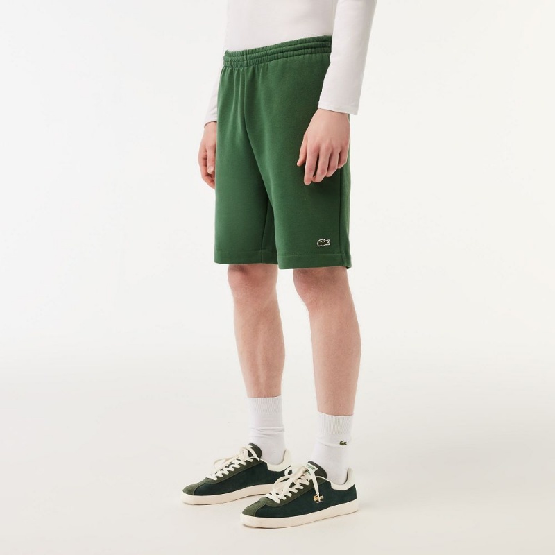 Men's Lacoste Regular Fit Fleece Shorts Dark Green | LGM687395