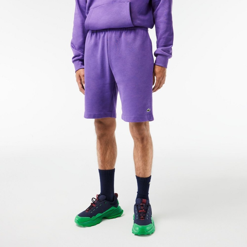 Men's Lacoste Regular Fit Fleece Shorts Purple | ZBX274601