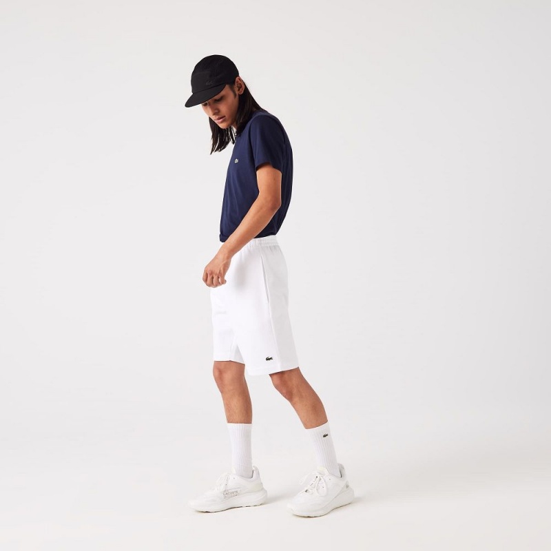 Men's Lacoste Regular Fit Fleece Shorts White | ZJF817490