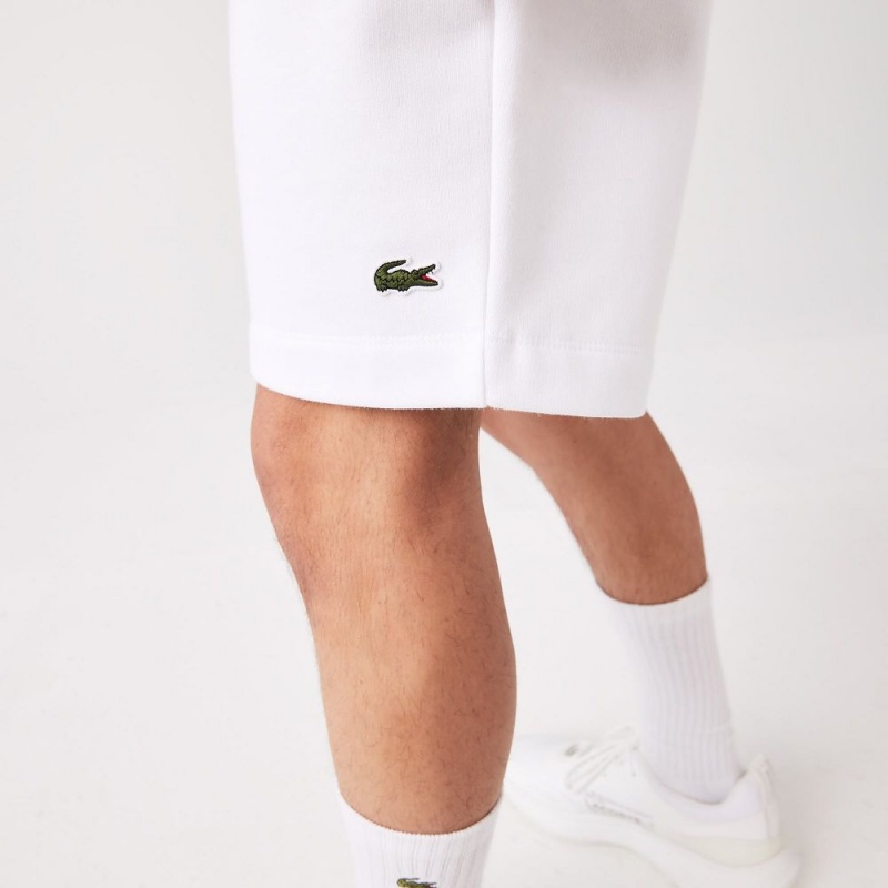 Men's Lacoste Regular Fit Fleece Shorts White | ZJF817490