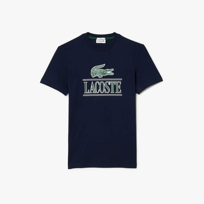 Men's Lacoste Regular Fit Heavy Cotton Jersey T-Shirt Navy Blue | JKV807496