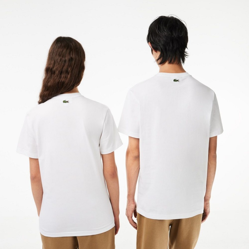 Men's Lacoste Regular Fit Heavy Cotton Jersey T-Shirt White | ZMI895163