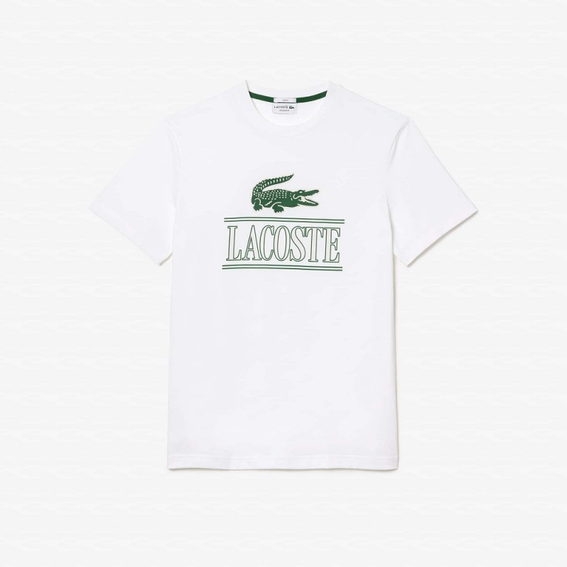 Men's Lacoste Regular Fit Heavy Cotton Jersey T-Shirt White | ZMI895163