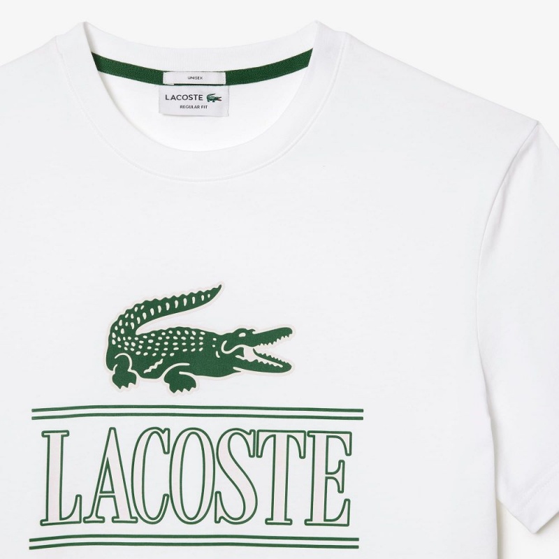 Men's Lacoste Regular Fit Heavy Cotton Jersey T-Shirt White | ZMI895163