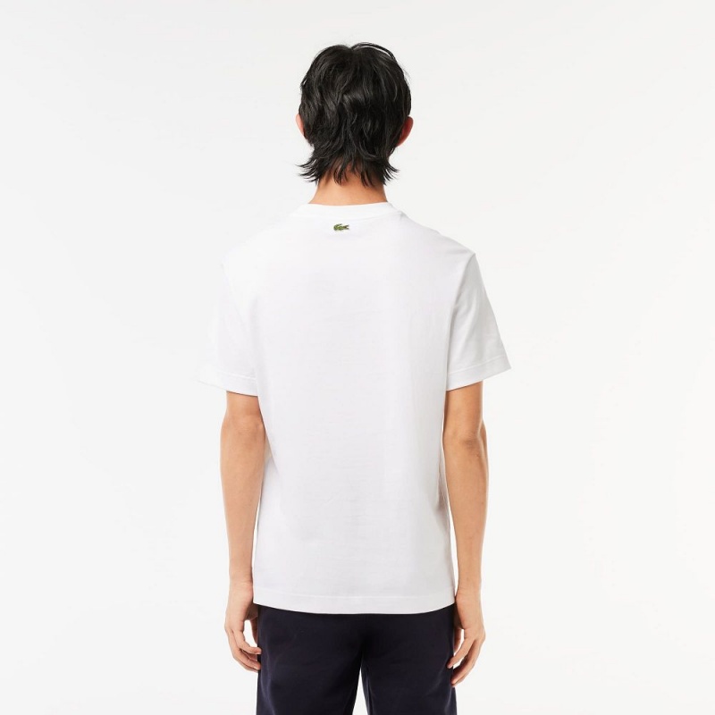 Men's Lacoste Regular Fit Iconic Croc T-Shirt White | LZA903268